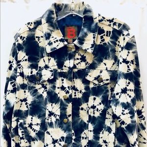 Bernardo Tie Dyed Blue Suede Jacket LIKE NEW